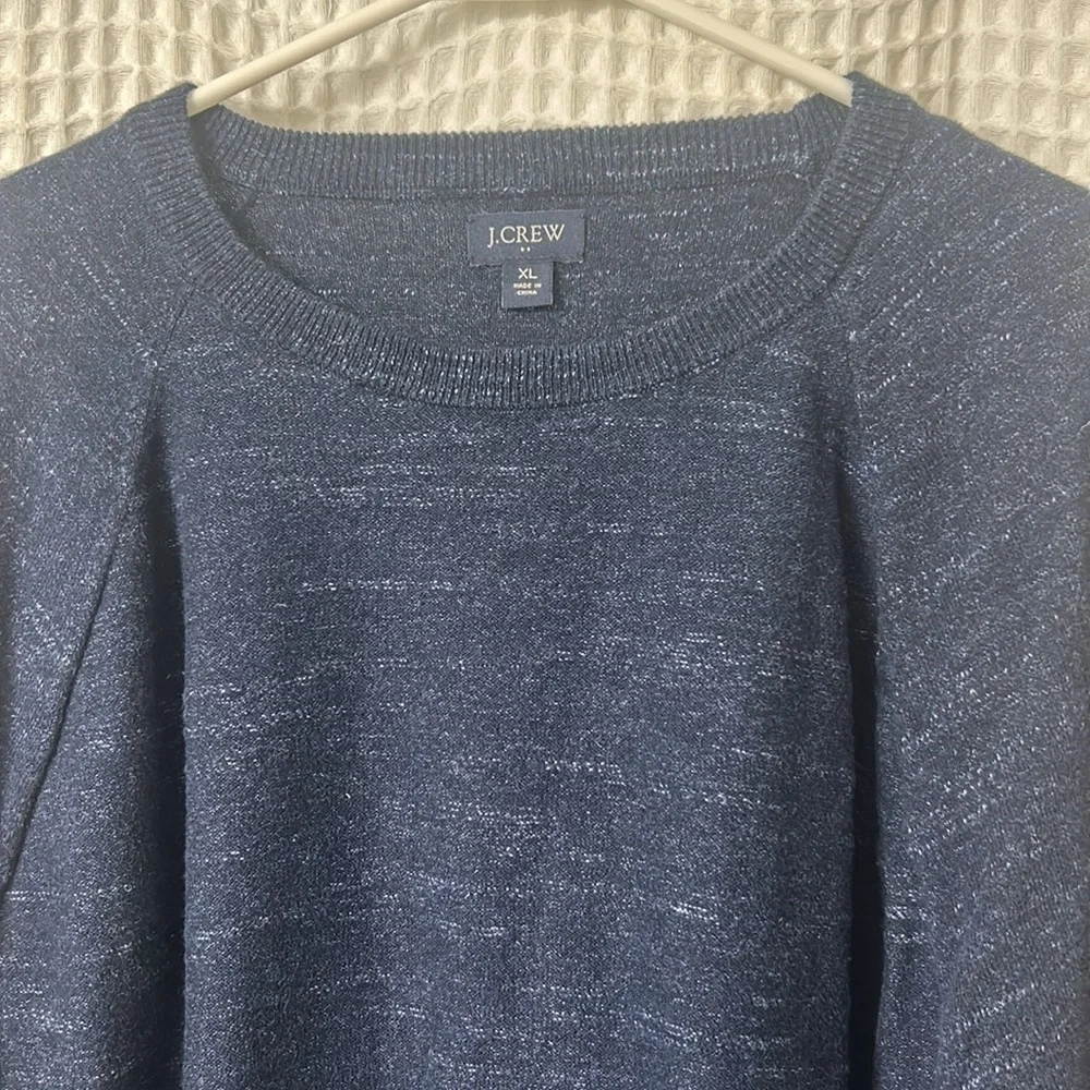 J. Crew Mens XL Navy Blue Cotton Long Sleeve Pullover Crewneck Sweater